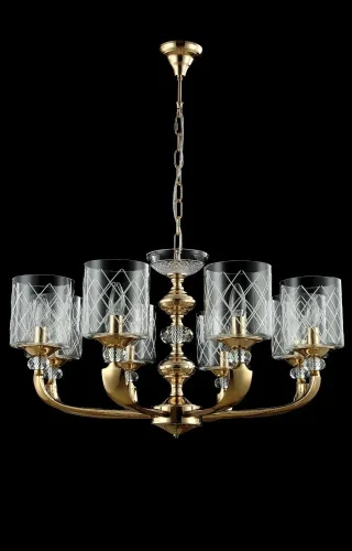 Люстра подвесная GRACIA SP8 GOLD Crystal Lux прозрачная на 8 ламп, основание золотое в стиле классический современный фото 3